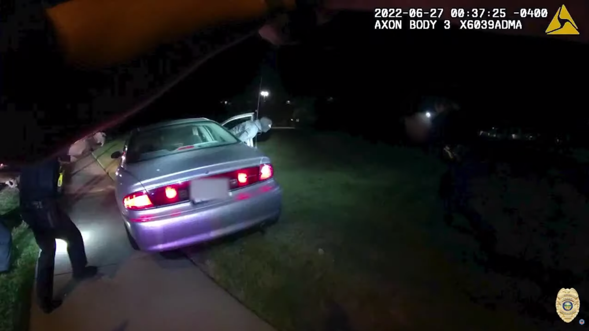 Disturbing image. Body-cam footage supplied by the Akron police department shows the pursuit and shooting of Jayland Walker on the morning of June 27, 2022 during an attempted traffic stop. 