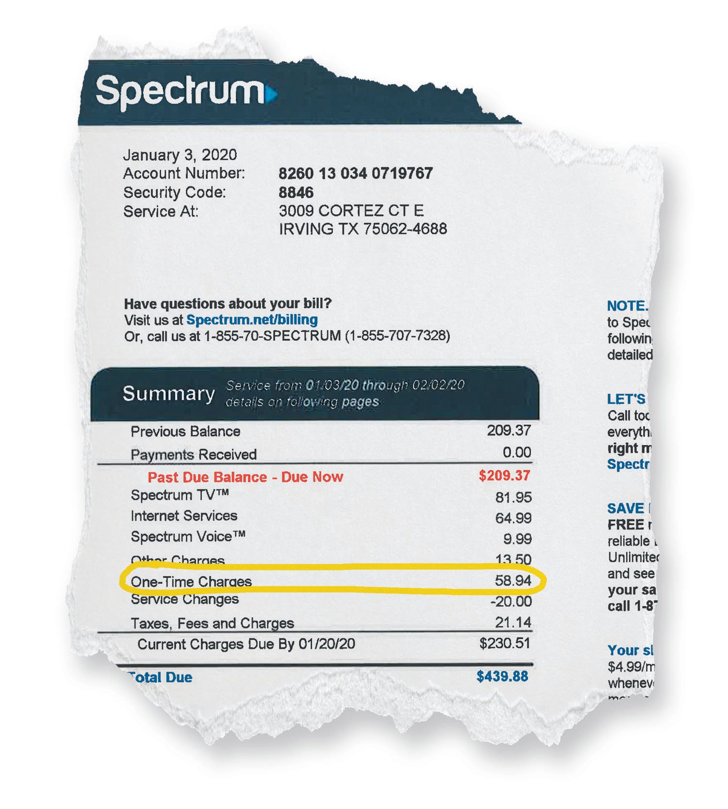 Charter sent an overdue bill to Betty Jo McClain Thomas' house after her death, which included a $58.94 charge for the work Roy James Holden Jr. did the day before he killed her.