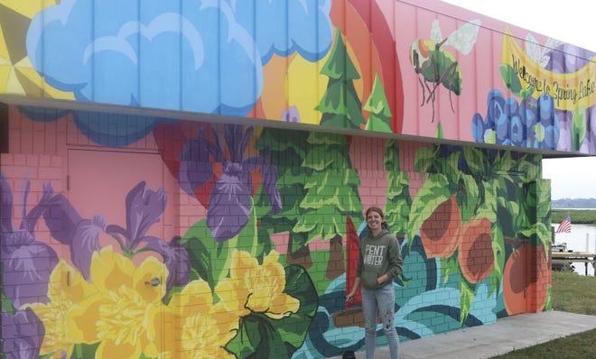 This week, artist Christina Hutton is putting the final paint strokes on one of Spring Lake's "Art in the Park" initiatives, a new mural located at Tanglefoot Park.