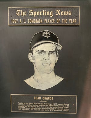 The Sporting News American League Comeback Player of the Year Award won by Dean Chance in 1967.