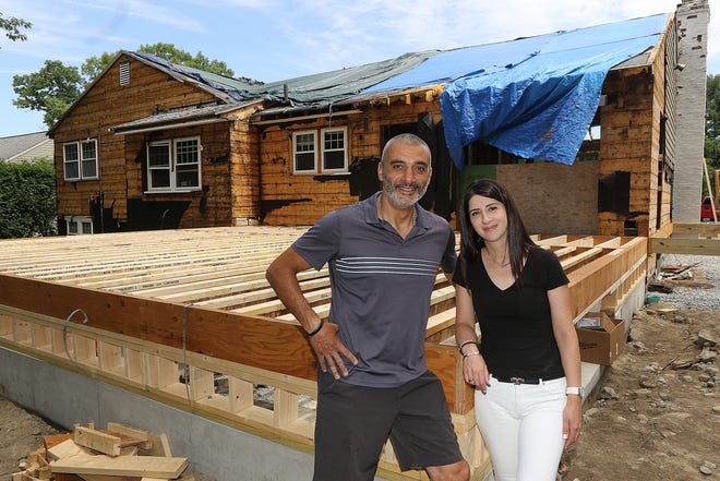 Work continues on the addition Sarkis and Rita Chekijian are having put on their Belmont home, July 8, 2022.