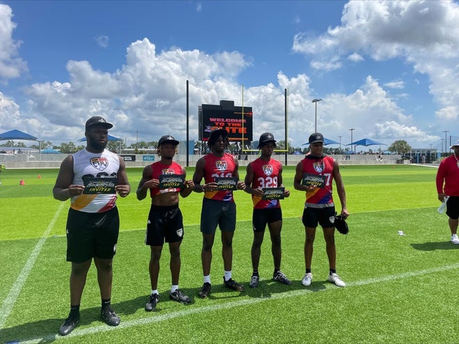 Jordan Hall, Jonas Duclona, Olsen Patt Henry, Kenric Lainer, and TJ McWilliams earned invitations to the US Army All-American Bowl Game at FBU Top Gun Showcase on Sunday, June, 10 at the Paradise Coast Sports Complex.