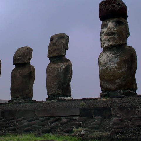 Stone statues of the Rapa Nui culture on the Ahu T