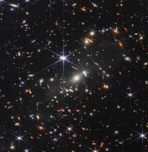 This image provided by NASA on Monday, July 11, 2022, shows galaxy cluster SMACS 0723, captured by the James Webb Space Telescope. The telescope is designed to peer back so far that scientists can get a glimpse of the dawn of the universe about 13.7 billion years ago and zoom in on closer cosmic objects, even our own solar system, with sharper focus.