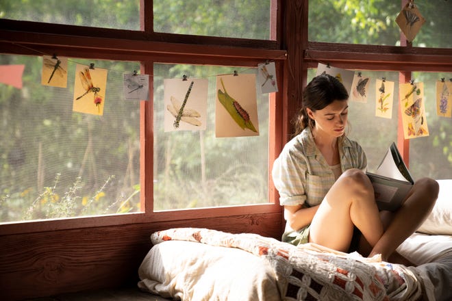 Киа (Дейзи Эдгар Джонс) рисует и раскрашивает насекомых, которых она находит вокруг своего болотистого дома.