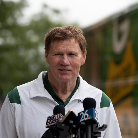 Packers President and CEO Mark Murphy speaks to th