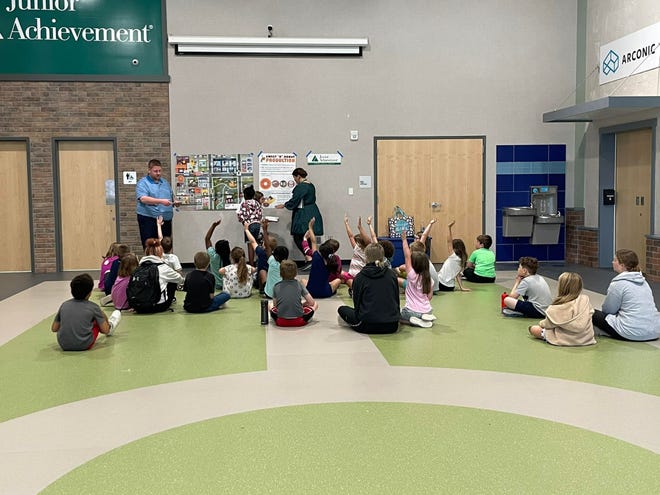 Students participating in Ycare in Lafayette's YMCA learning about the intersection of social studies and work readiness, provided by the Junior Achievement of Northern Indiana serving Greater Lafayette. June 28, 2022
