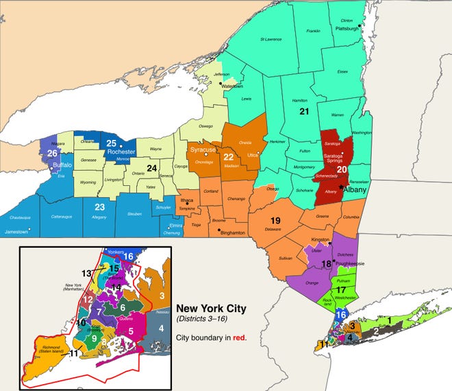 New York's Congressional Districts as of 2023.