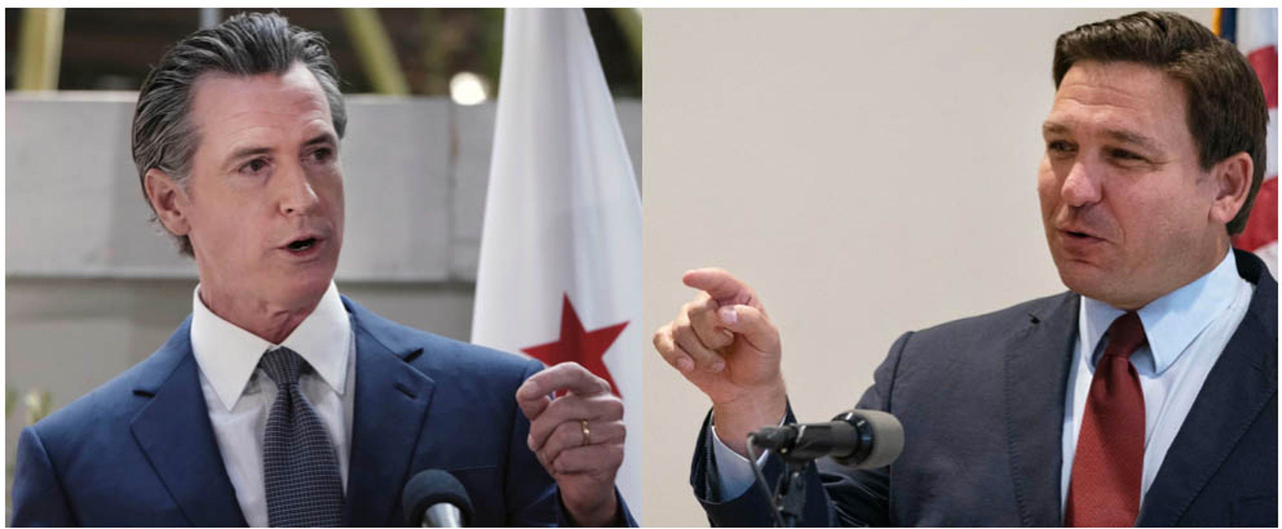 Dueling governors, Gavin Newson from California and Ron DeSantis from Florida.