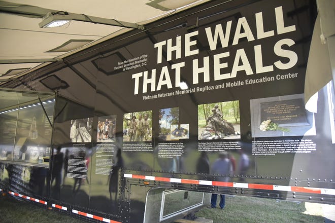 The Mobile Education Center for The Wall That Heals is parked at Harper Creek Community Schools in Emmett Township on Thursday, July 14, 2022.