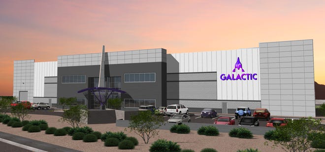 Speculation art of Virgin Galactic manufacturing facility in Mesa.