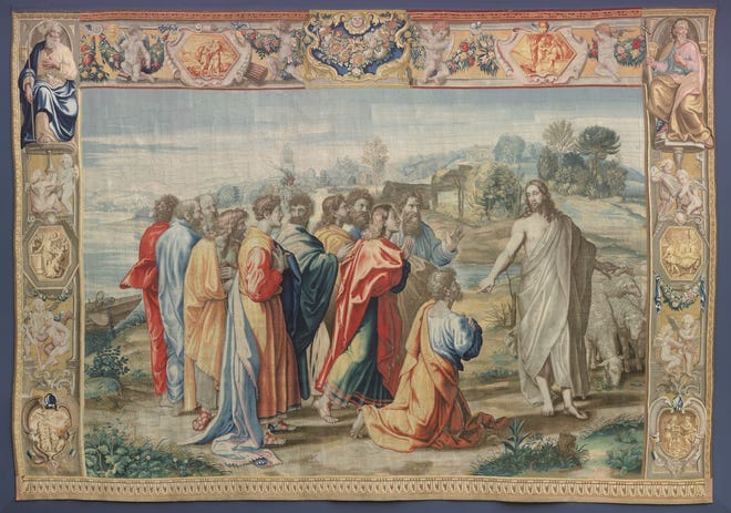 Mortlake Tapestry Manufactory (after designs by Raphael), "Feed My Sheep (Christ's Charge to
Peter)"