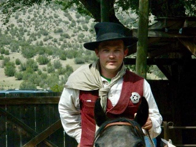Brett McInnes portrays Billy the Kid during a past performance of the Billy the Kid Pageant and Old Lincoln Days in Lincoln, New Mexico. Lincoln is located nearly 12 miles from Capitan.
