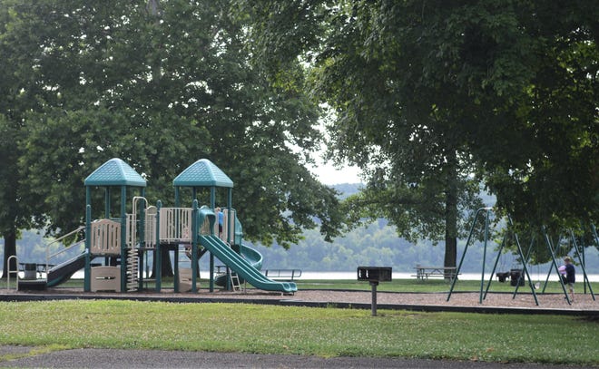 This is the current playground located near the beach, a storybook trail and a shelter house at Dillon State Park. The Ohio State Parks Foundation received a grant to build an ADA playground in the same area of the park.