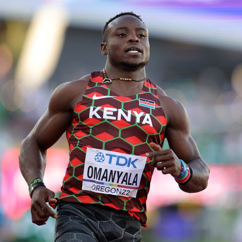 Kenya's Ferdinand Omanyala competes on Friday.