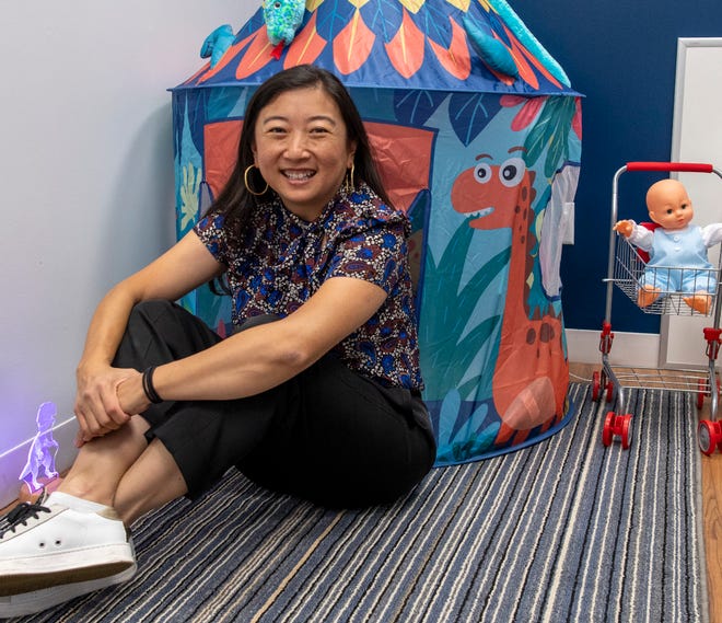 Springtide Child Development CEO and founder Jia Jia Ye sits for a portrait in a child's play room at the company's Shrewsbury facility.