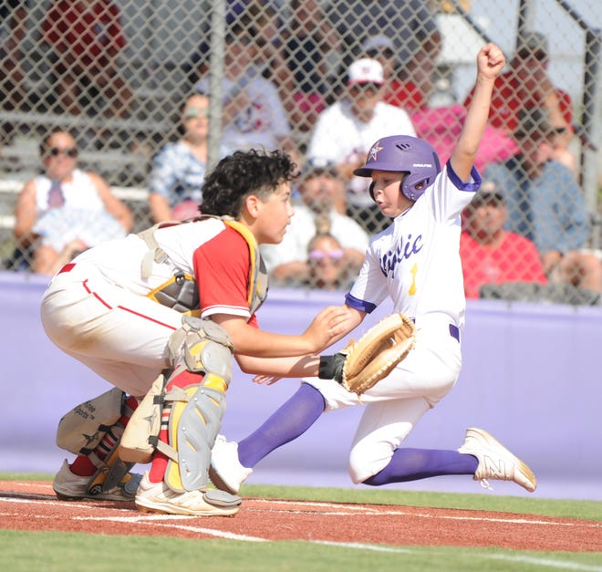 Wylie's Lance Finley scores a run against Lubbock Western in the Texas West State Little League Tournament on July 18 in Abilene. Pearland beat Wylie 19-0 on Sunday at the Little League Southwest Regional. It's Wylie's first loss at the tournament and the second since losing to Lubbock Western on July 18. Wylie came back to beat Lubbock Western in a winner-take-all game later that day.