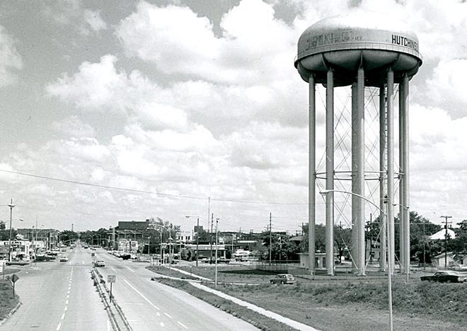 Hutchinson's #1 water tower is seen in 1965 at Avenue A and Adams Street. 