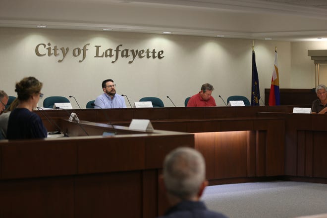 Lafayette's Parking Commission board listen to residents along South 9th Street advise against a new plan that was proposed by the city engineer, on July 18, 2022, in Lafayette