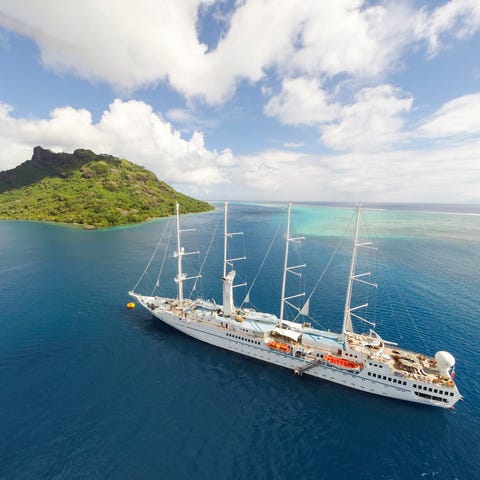 A Windstar Cruises ship sailing to French Polynesi