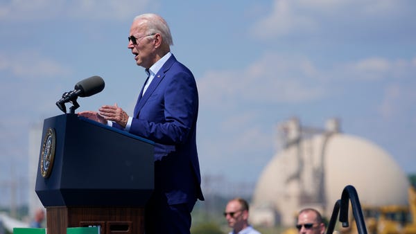 President Joe Biden speaks about climate change an