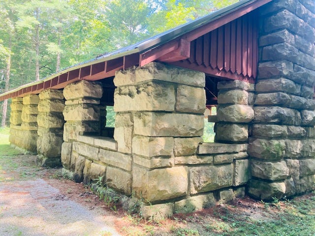 The old stone shelter house, with a newer roof. Another one of the WPA’s projects back in the day.