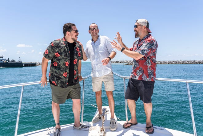 Three comedians and lifelong friends compete to embarrass each other amongst the general public with a series of hilarious and outrageous dares, as seen on Discovery’s Shark Week special at the Blue Lagoon resort in the Bahamas.