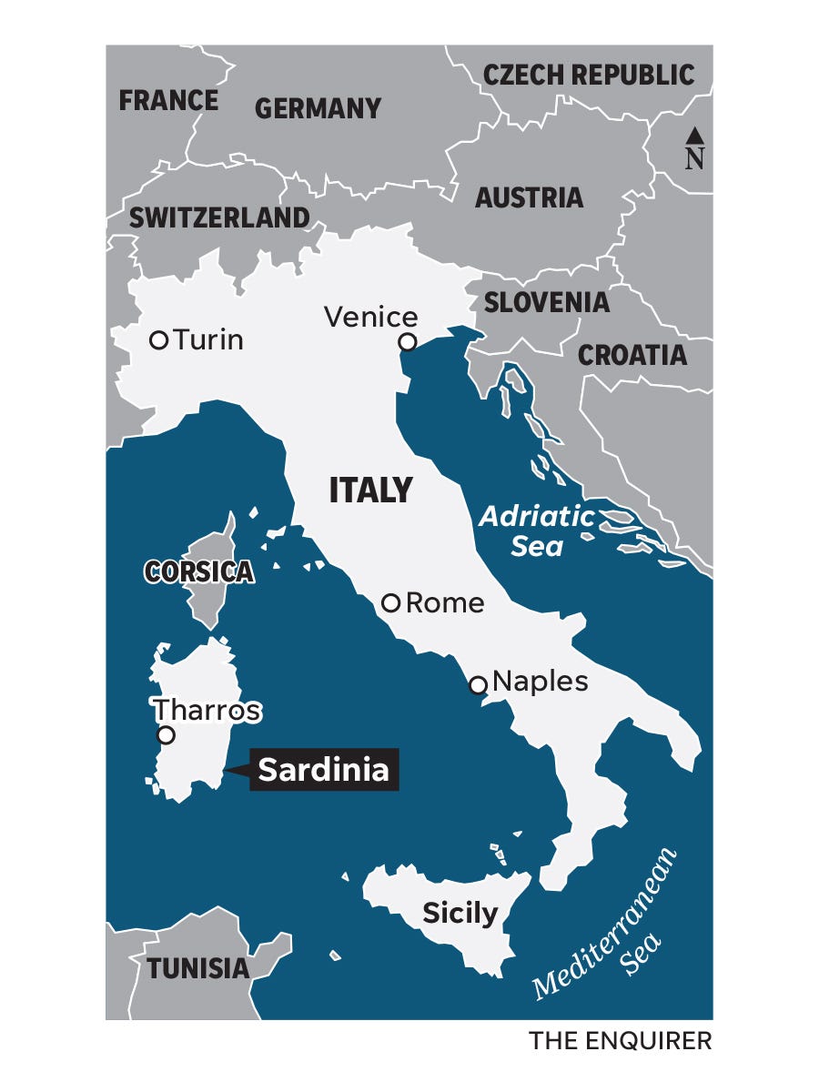 Map of Sardinia, Italy