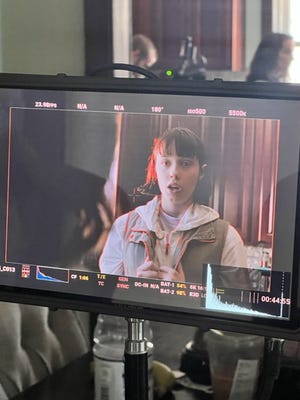 Actor Ashlynn Price appears on camera as Lainey Adams in "Through Eyes of Grace" June 23, 2022 in Sheboygan, Wis.