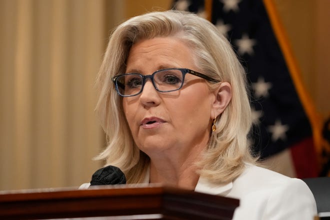 Rep. Liz Cheney (R-Wyo.) makes an opening statement during a public hearing before the House select committee to investigate the January 6 attack on the United States Capitol held on July 21, 2022. Cheney chaired the hearing due to Rep. Bennie Thompson's diagnosed with COVID-19.
