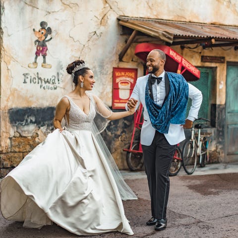Bridal portrait sessions inside Disney theme parks