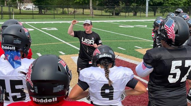 U.S. Women’s Tackle National Team head coach Callie Brownson won two gold medals as a player. Now Brownson, an assistant coach with the Cleveland Browns, is preparing the Americans for the International Federation of American Football Women’s Tackle World Championship in Finland. The team is training at Walsh University in North Canton.
