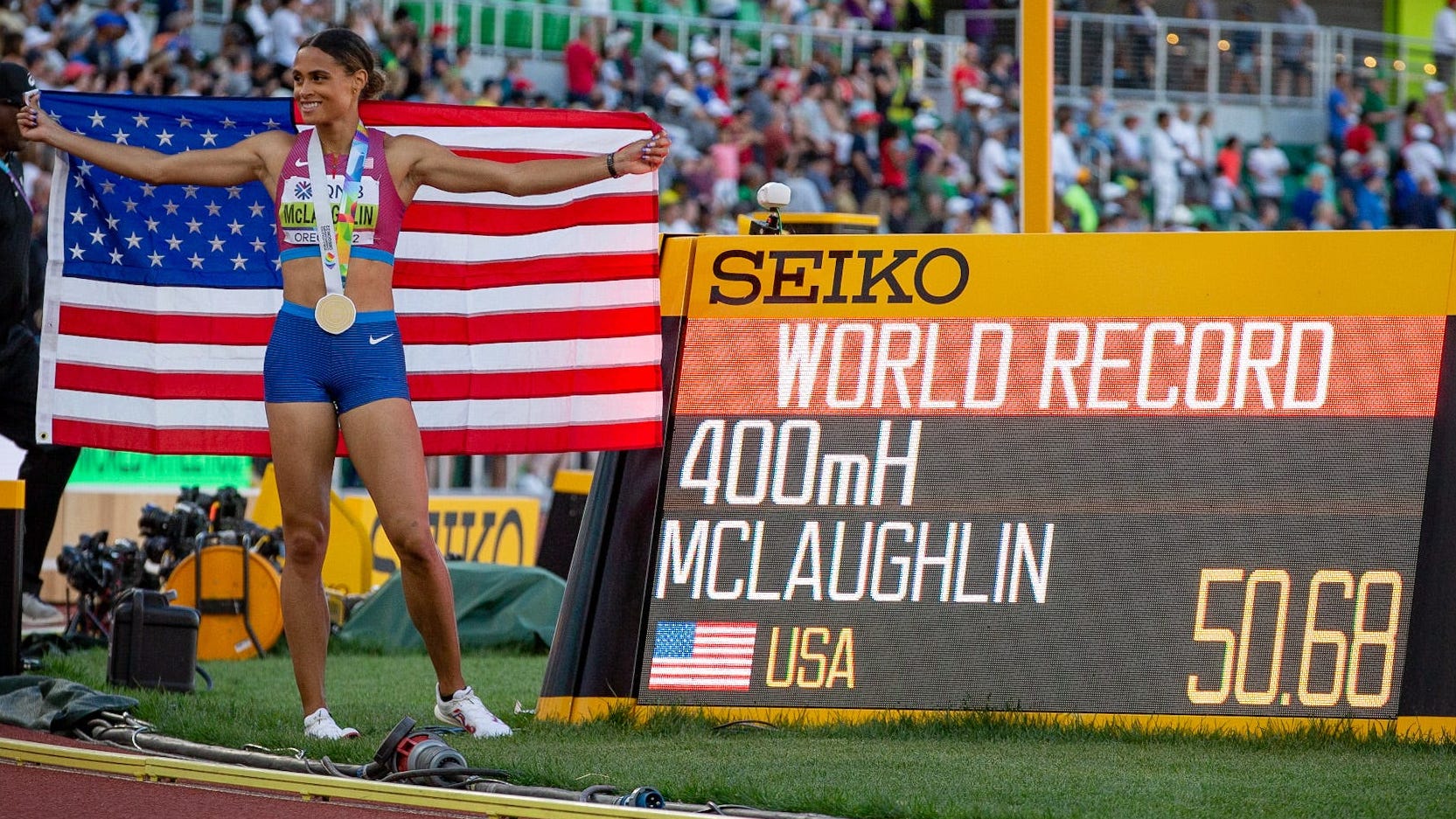 Sydney McLaughlin breaks her own world record in 400 hurdles