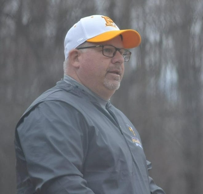 Current Pellston softball coach Randy Bricker looks on during a game from this past season. Bricker, who coached and led Pellston baseball to success for several years, guided the softball Hornets to a district title in his first season in charge back in June.