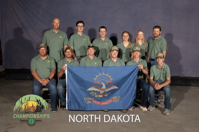 2022 National 4-H Shooting Sports team. 

Front row, left to right: archery coach Travis Annliker, archery coach Dustin Ceynar Will Schmidt, Jacob Russell, Clay Ceynar and Jake Ceynar.

Back row, left to right: shotgun coach Adam Dunlop, Will Schmidt, Jacob Schirado, Kylie Thompson, Halle Dunlop and shotgun coach Eric Thompson.