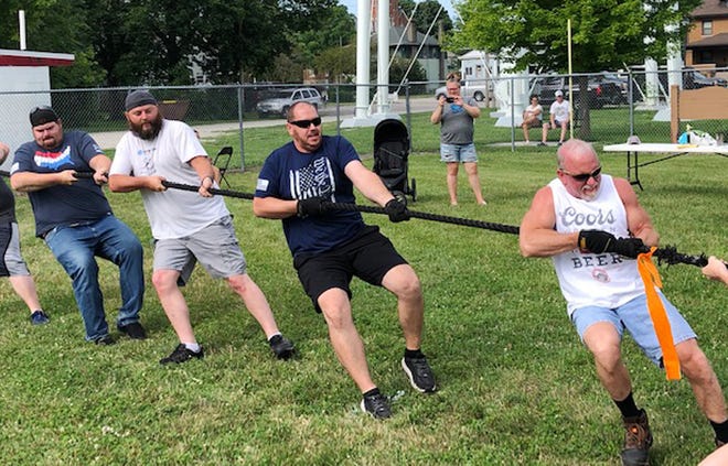 The tug-of-war competition was one of the activities taking place at the Patriotic Party Saturday in Chenoa.