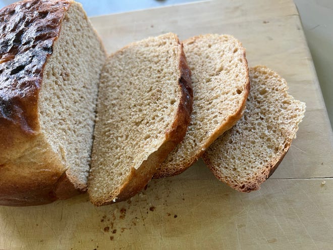 This delicious loaf of honey wheat bread was baked in the slow cooker. No preheated oven needed and only one rise.