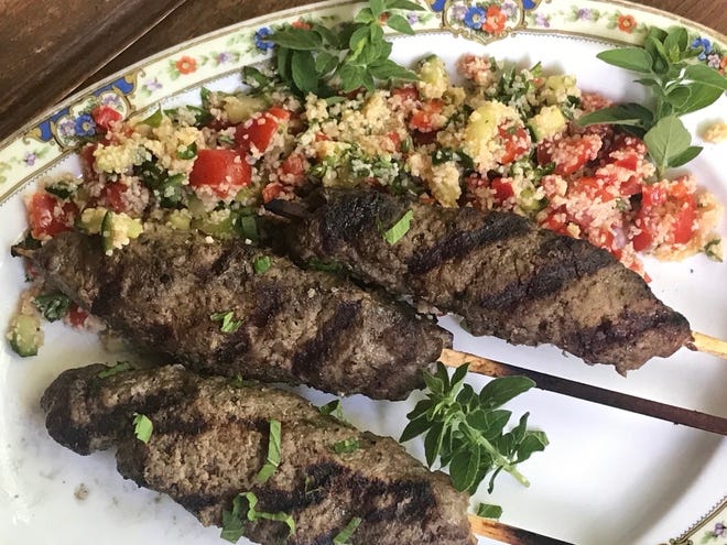 Kofta kebabs with a side of tabouleh