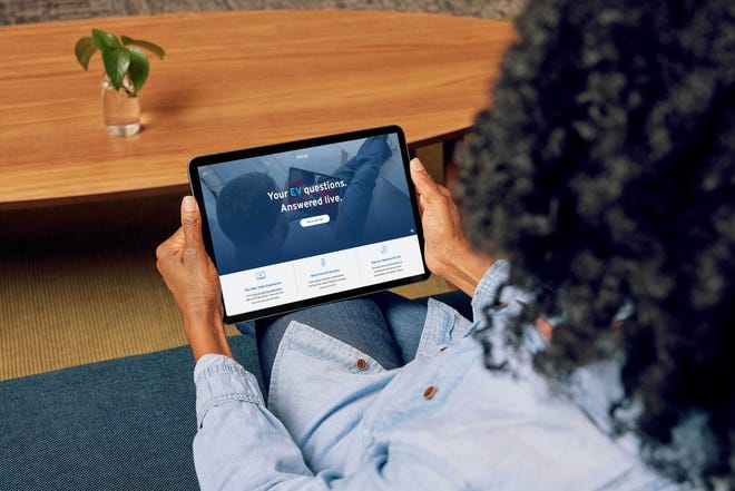 GM is launching EV Live, a website where specialists talk to consumers to answer any EV-related questions. It is similar to other GM virtual sites such as Cadillac Live. Here a specialist conducts a virtual tour at the Cadillac Live Lounge on March 25th, 2019.