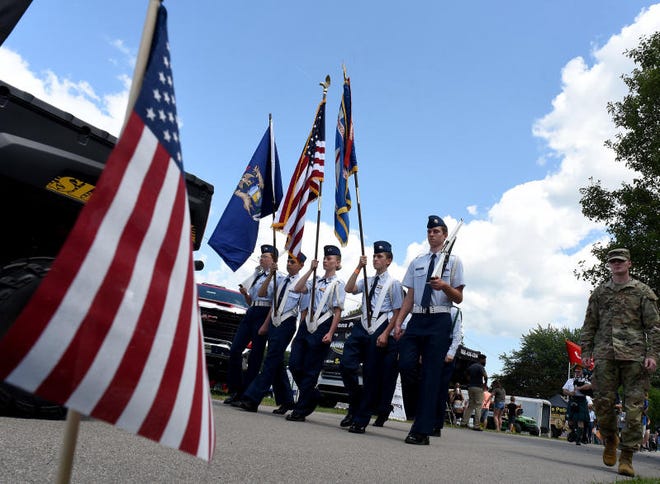 Members of the U.S. Air Force Auxiliary Civil Air Patrol presented the colors and lead the Veterans Day Parade at last year's Monroe County Fair.
