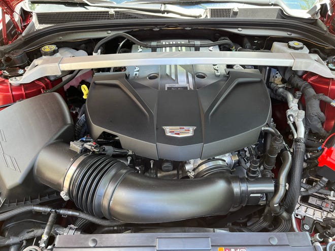 The 2022 Cadillac CT5-V Blackwing sports sedan's supercharged 6.2L V8 engine develops 668 horsepower and 659 lb-ft of torque.