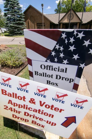 An absentee ballot box is available outside of Brighton Township Hall, shown Tuesday, July 26, 2022.
