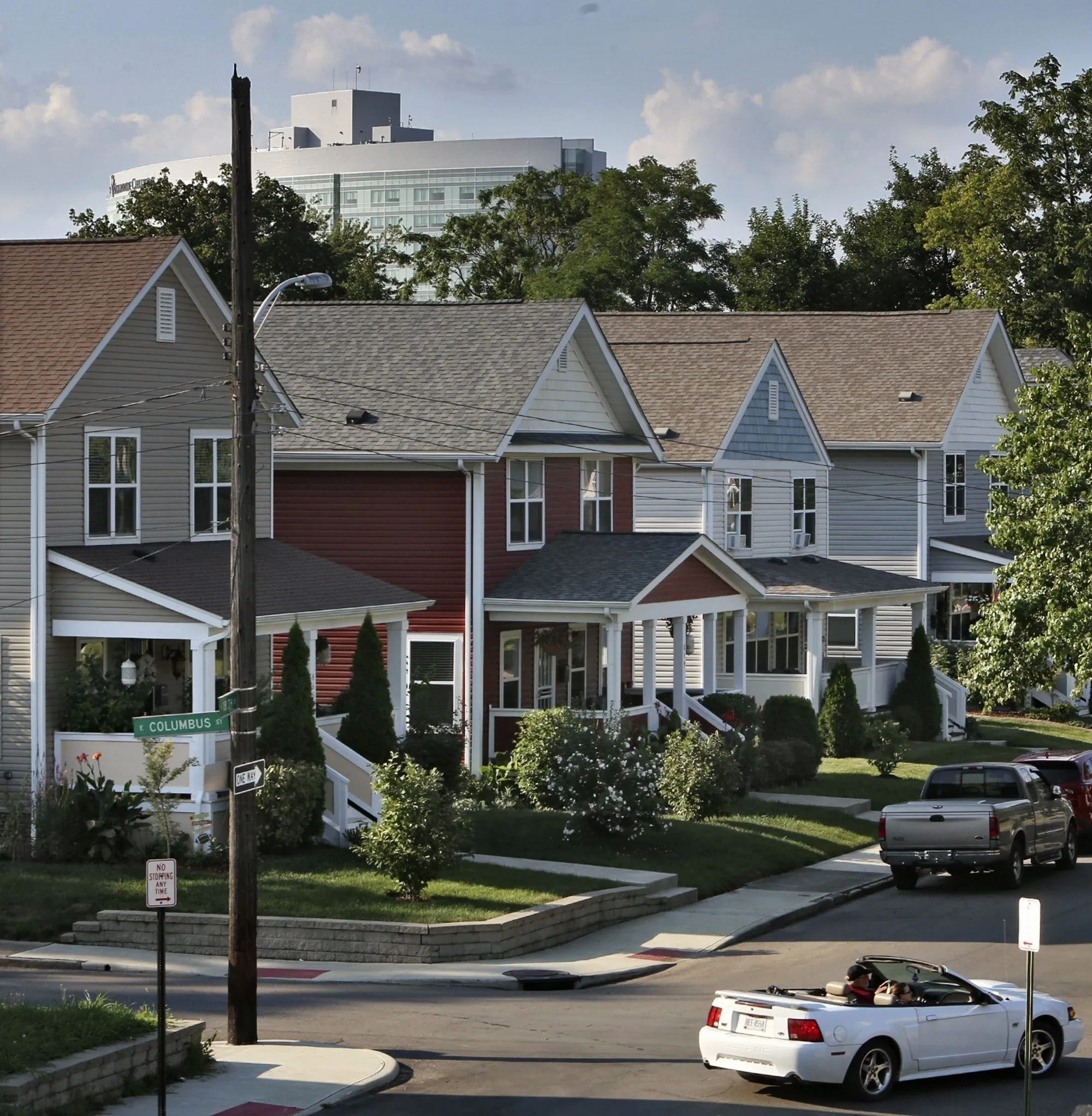 Homes that Nationwide Children's Hospital has rehabbed sit near the hospital in Columbus, Ohio.