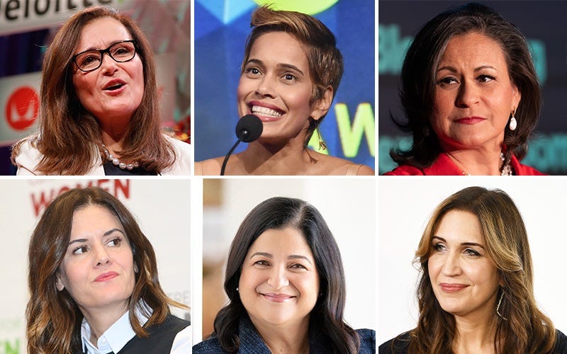 From top left: Geisha Williams, Daisy Auger-Dominguez, Esther Aguilera, Carla Pineyro Sublett, Maria Martinez and Michelle Freyre.