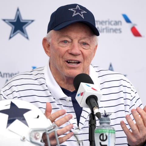 Dallas Cowboys owner Jerry Jones speaks at a press
