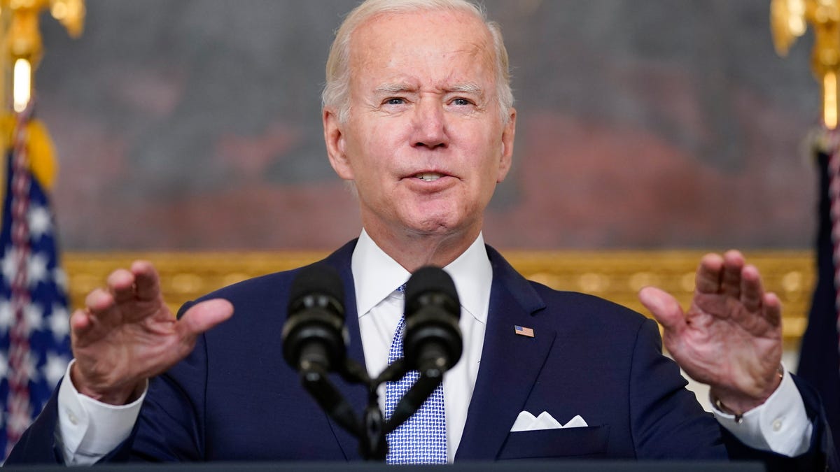 President Joe Biden speaks about "The Inflation Reduction Act of 2022" in the State Dining Room of the White House in Washington, Thursday, July 28, 2022.