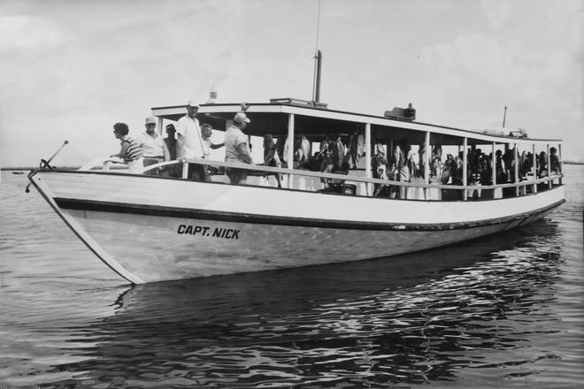 Capt.  Todd Allen's grandfather, Capt.  Nick Maltezo, ran this boat in the 50s out of Destin from the same slip the Big John currently sits on Destin harbor.  The photo is on the wall of the Destin Community Center.