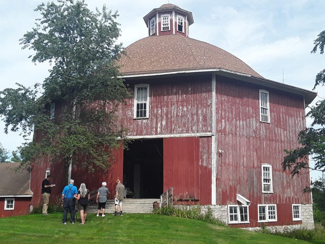 Standing 75 feet tall at the cupola, the historic Secrest barn once held 200 tons of loose hay in the upper level to feed 32 horses and 16 cows on the lower level.
