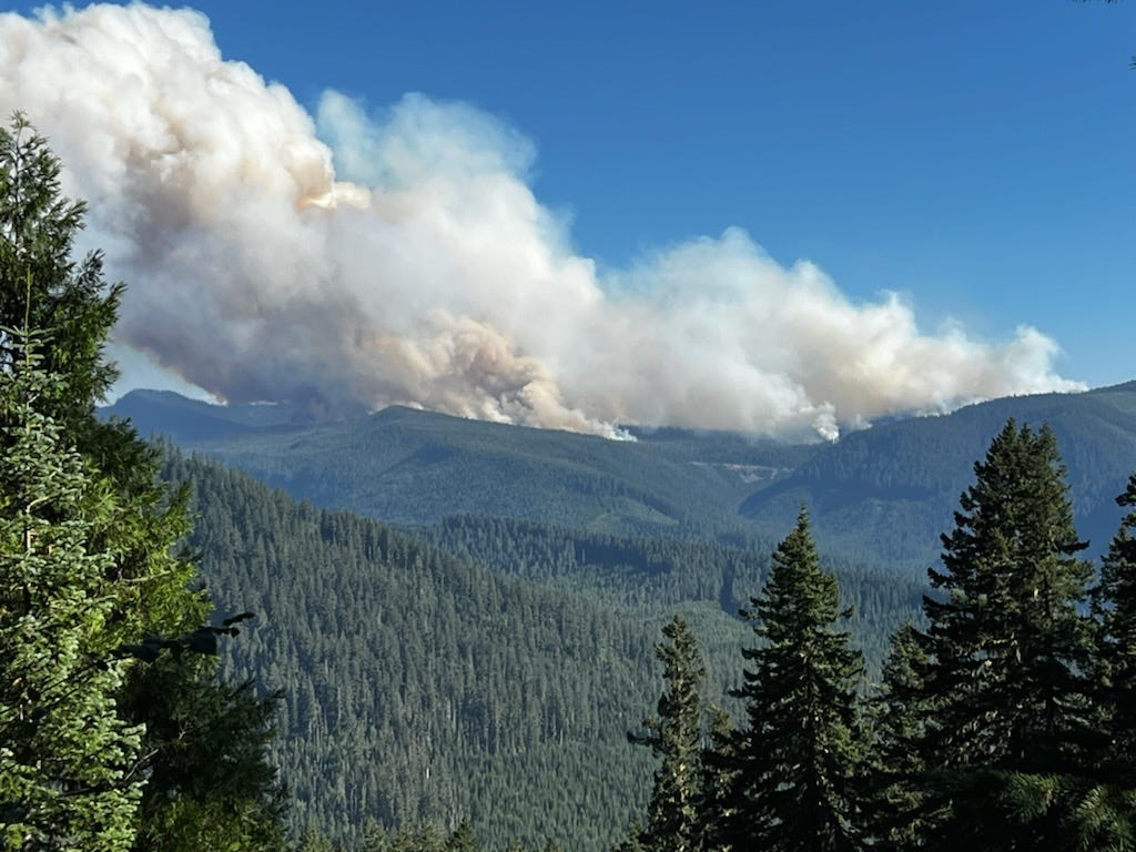 Wildfire near Waldo Lake