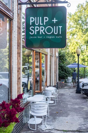 Scenes from Pulp & Sprout, a vegan juice bar and cafe in West Asheville.